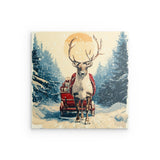 Alu Dibond (matt) | Bote der Freude - Rentier mit geschenkbeladenem Schlitten