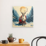 Alu Dibond (matt) | Bote der Freude - Rentier mit geschenkbeladenem Schlitten