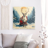 Alu Dibond (matt) | Bote der Freude - Rentier mit geschenkbeladenem Schlitten