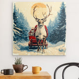 Alu Dibond (matt) | Bote der Freude - Rentier mit geschenkbeladenem Schlitten