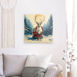 Alu Dibond (matt) | Bote der Freude - Rentier mit geschenkbeladenem Schlitten