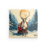 Acrylglas | Bote der Freude - Rentier mit geschenkbeladenem Schlitten