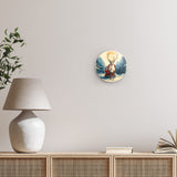 Rundes Wandbild | Bote der Freude - Rentier mit geschenkbeladenem Schlitten