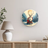 Rundes Wandbild | Bote der Freude - Rentier mit geschenkbeladenem Schlitten