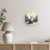 Rundes Wandbild | Bote der Freude - Rentier mit geschenkbeladenem Schlitten
