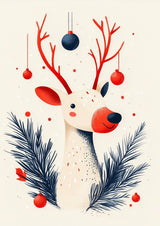Poster ab 15 EUR | Fröhliches Lächeln im Advent - Minimalistische Rentier-Illustration