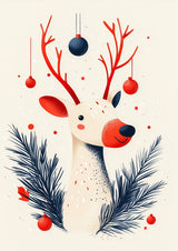 Poster ab 15 EUR | Fröhliches Lächeln im Advent - Minimalistische Rentier-Illustration