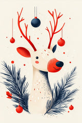 Acrylglas | Fröhliches Lächeln im Advent - Minimalistische Rentier-Illustration