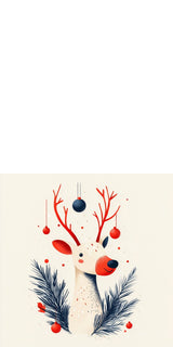 Plüschkissen (Weiss) | Fröhliches Lächeln im Advent - Minimalistische Rentier-Illustration