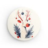 Rundes Wandbild | Fröhliches Lächeln im Advent - Minimalistische Rentier-Illustration