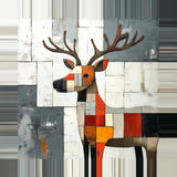 Leinwand - Stärke 2cm | Wildnis im Mosaik - Abstraktes Hirschbild in geometrischen Farbflächen