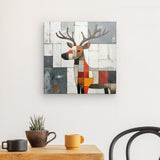 Leinwand - Stärke 2cm | Wildnis im Mosaik - Abstraktes Hirschbild in geometrischen Farbflächen