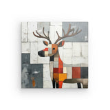 Leinwand - Stärke 2cm | Wildnis im Mosaik - Abstraktes Hirschbild in geometrischen Farbflächen