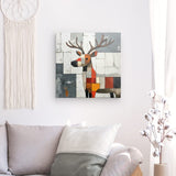 Leinwand - Stärke 2cm | Wildnis im Mosaik - Abstraktes Hirschbild in geometrischen Farbflächen