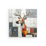Photoboard / Hartschaum | Wildnis im Mosaik - Abstraktes Hirschbild in geometrischen Farbflächen