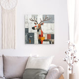 Alu Dibond (matt) | Wildnis im Mosaik - Abstraktes Hirschbild in geometrischen Farbflächen