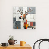 Acrylglas | Wildnis im Mosaik - Abstraktes Hirschbild in geometrischen Farbflächen