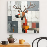 Acrylglas | Wildnis im Mosaik - Abstraktes Hirschbild in geometrischen Farbflächen