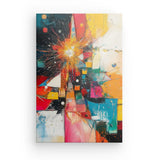 Leinwand - Stärke 2cm | Sternsprung im Farbraum - Abstraktes Weihnachtsbild in leuchtenden Tönen