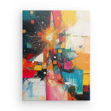 Leinwand - Stärke 2cm | Sternsprung im Farbraum - Abstraktes Weihnachtsbild in leuchtenden Tönen