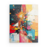 Acrylglas | Sternsprung im Farbraum - Abstraktes Weihnachtsbild in leuchtenden Tönen