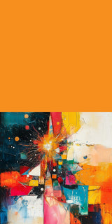 Plüschkissen (Orange) | Sternsprung im Farbraum - Abstraktes Weihnachtsbild in leuchtenden Tönen