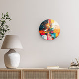 Rundes Wandbild | Sternsprung im Farbraum - Abstraktes Weihnachtsbild in leuchtenden Tönen