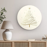 Rundes Wandbild | Funkelnde Schwünge - Minimalistischer Weihnachtsbaum