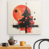 Alu Dibond (matt) | Minimalismus im Weihnachtslicht - Abstrakter Weihnachtsbaum in Rot und Schwarz