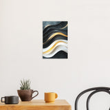 Poster ab 15 EUR | Schneeleuchten und Sternenzug - Abstrakte Winterwellen in Schwarz, Weiß und Gold