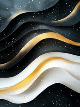 Poster ab 15 EUR | Schneeleuchten und Sternenzug - Abstrakte Winterwellen in Schwarz, Weiß und Gold