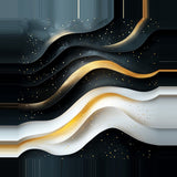 Leinwand (gerahmt) | Schneeleuchten und Sternenzug - Abstrakte Winterwellen in Schwarz, Weiß und Gold