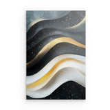 Photoboard / Hartschaum | Schneeleuchten und Sternenzug - Abstrakte Winterwellen in Schwarz, Weiß und Gold