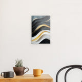 Photoboard / Hartschaum | Schneeleuchten und Sternenzug - Abstrakte Winterwellen in Schwarz, Weiß und Gold