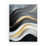 Photoboard / Hartschaum | Schneeleuchten und Sternenzug - Abstrakte Winterwellen in Schwarz, Weiß und Gold