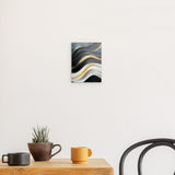 Photoboard / Hartschaum | Schneeleuchten und Sternenzug - Abstrakte Winterwellen in Schwarz, Weiß und Gold