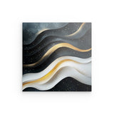 Photoboard / Hartschaum | Schneeleuchten und Sternenzug - Abstrakte Winterwellen in Schwarz, Weiß und Gold