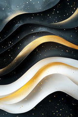 Acrylglas | Schneeleuchten und Sternenzug - Abstrakte Winterwellen in Schwarz, Weiß und Gold