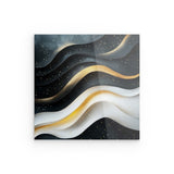 Acrylglas | Schneeleuchten und Sternenzug - Abstrakte Winterwellen in Schwarz, Weiß und Gold