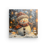 Leinwand - Stärke 2cm | Frostige Magie - Stimmungsvolles Schneemann-Bild im Flockenfall