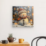 Leinwand - Stärke 2cm | Frostige Magie - Stimmungsvolles Schneemann-Bild im Flockenfall