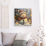 Leinwand - Stärke 2cm | Frostige Magie - Stimmungsvolles Schneemann-Bild im Flockenfall