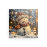 Photoboard / Hartschaum | Frostige Magie - Stimmungsvolles Schneemann-Bild im Flockenfall
