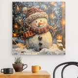 Photoboard / Hartschaum | Frostige Magie - Stimmungsvolles Schneemann-Bild im Flockenfall