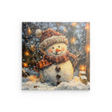 Alu Dibond (matt) | Frostige Magie - Stimmungsvolles Schneemann-Bild im Flockenfall