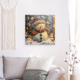 Alu Dibond (matt) | Frostige Magie - Stimmungsvolles Schneemann-Bild im Flockenfall