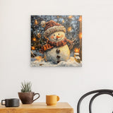 Alu Dibond (matt) | Frostige Magie - Stimmungsvolles Schneemann-Bild im Flockenfall