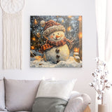 Alu Dibond (matt) | Frostige Magie - Stimmungsvolles Schneemann-Bild im Flockenfall