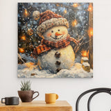 Alu Dibond (matt) | Frostige Magie - Stimmungsvolles Schneemann-Bild im Flockenfall