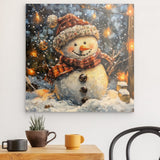 Acrylglas | Frostige Magie - Stimmungsvolles Schneemann-Bild im Flockenfall